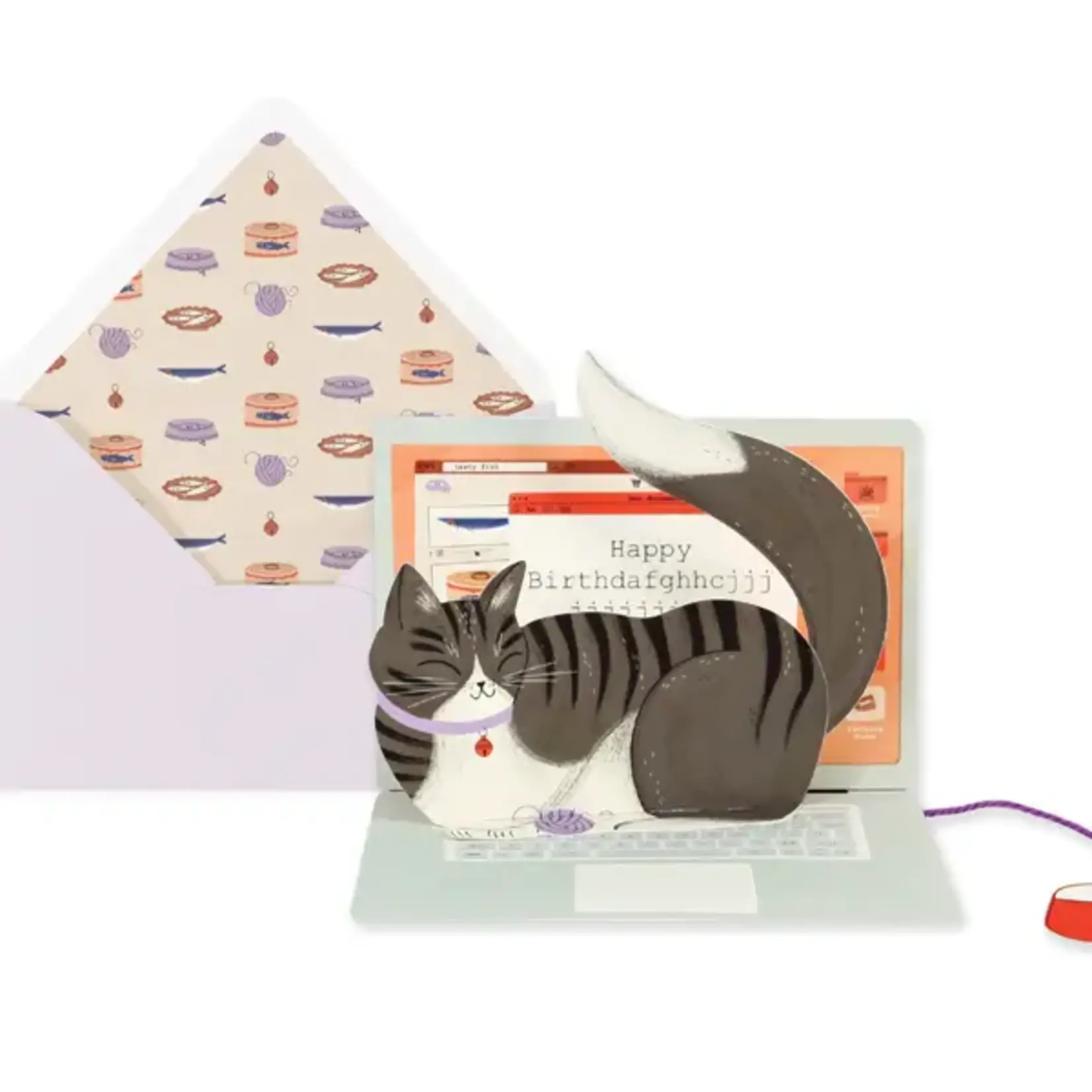 Laptop Cat Pop-up Card