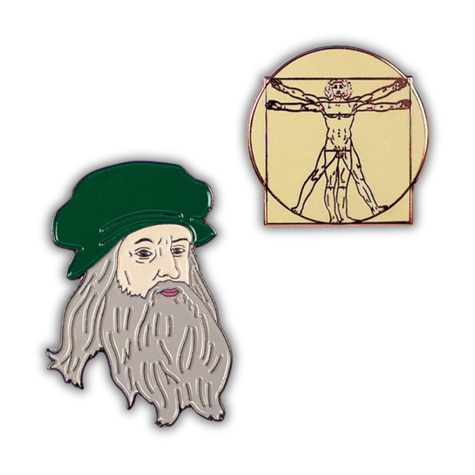Leonardo & Vitruvian Man Pin Set (1.5")