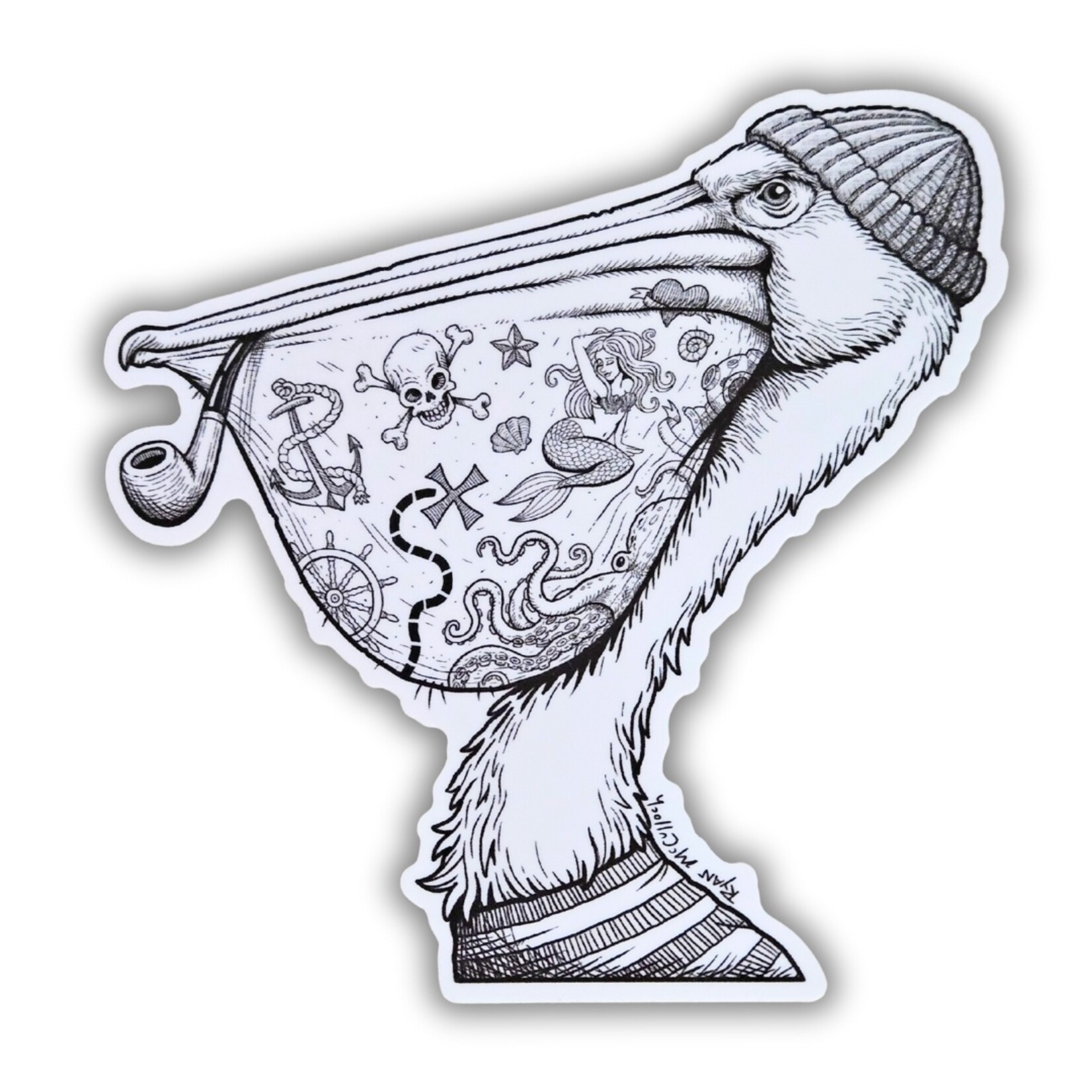 Ryan McCulloch's Salty Pelican Sticker (4")