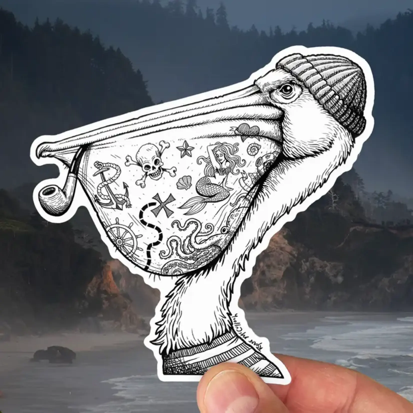 Ryan McCulloch's Salty Pelican Sticker (4")