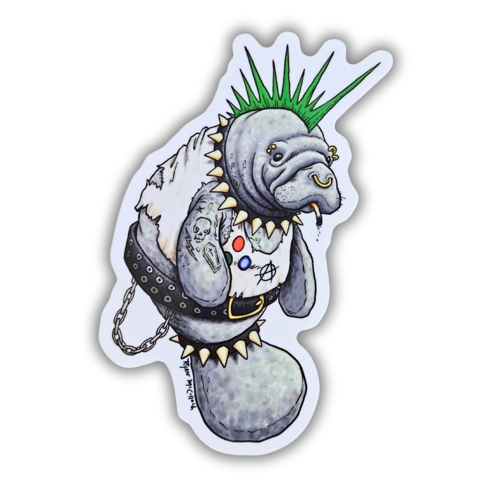 Ryan McCulloch's Punk Manatee Sticker (4")