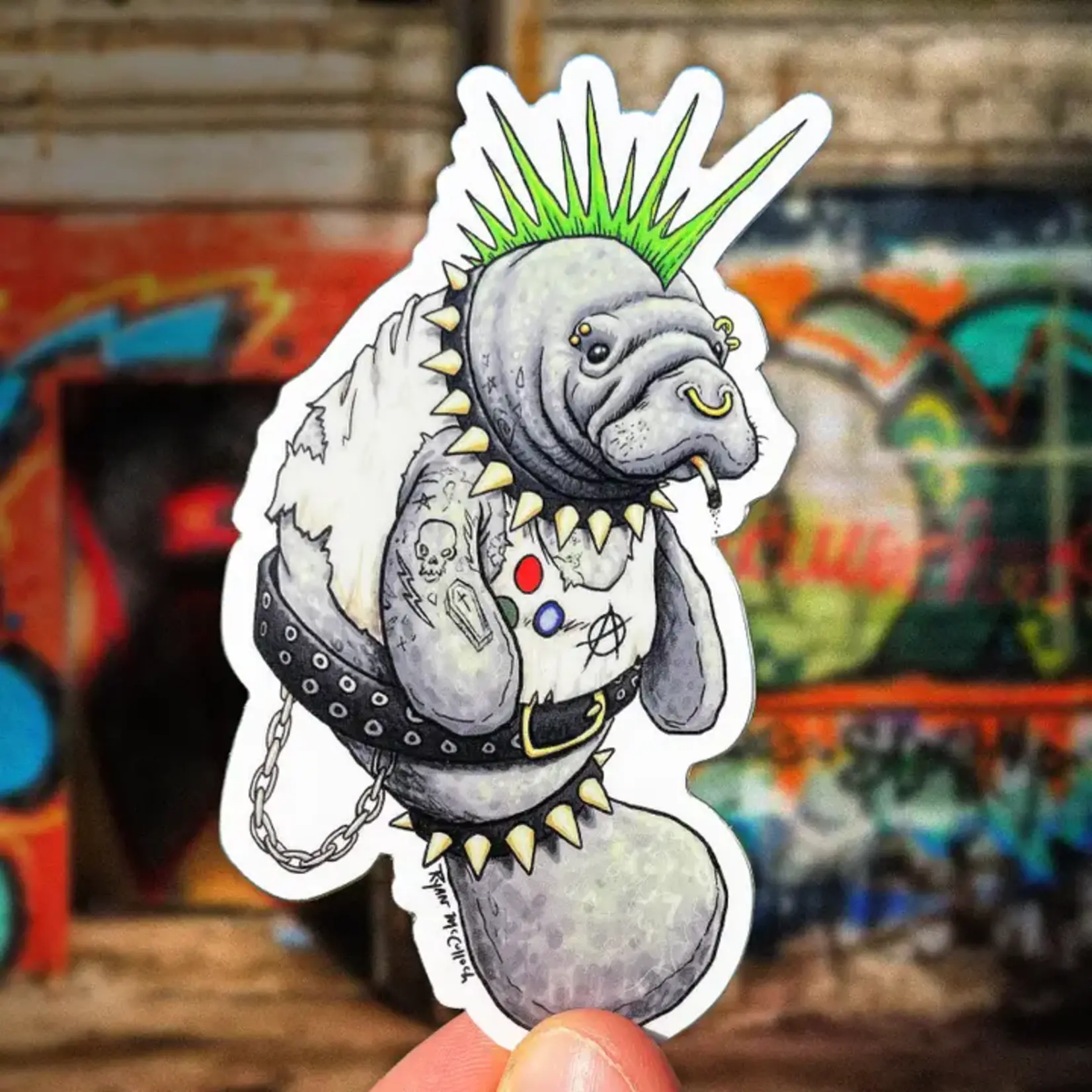Ryan McCulloch's Punk Manatee Sticker (4")