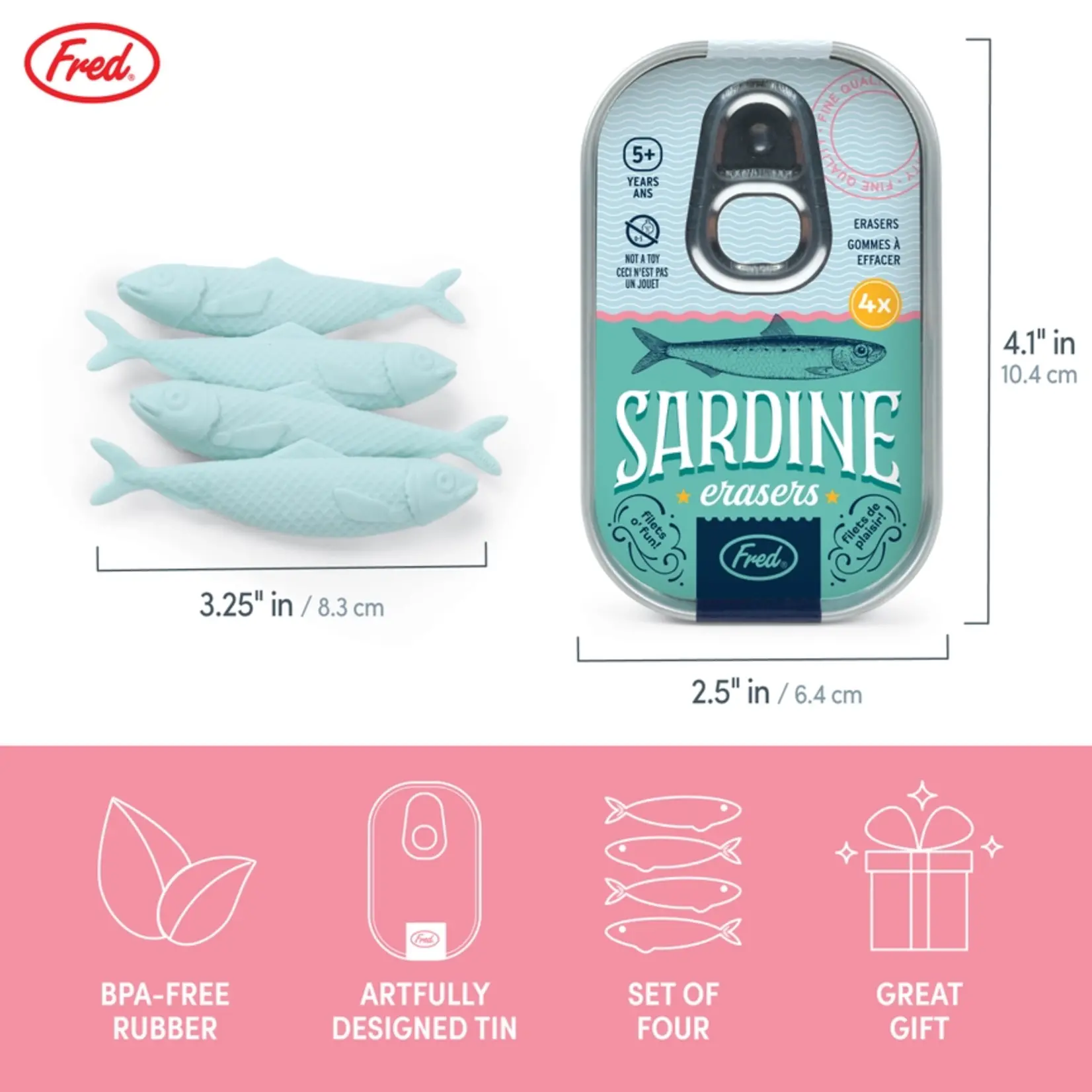 Sardine Erasers 4 Pack