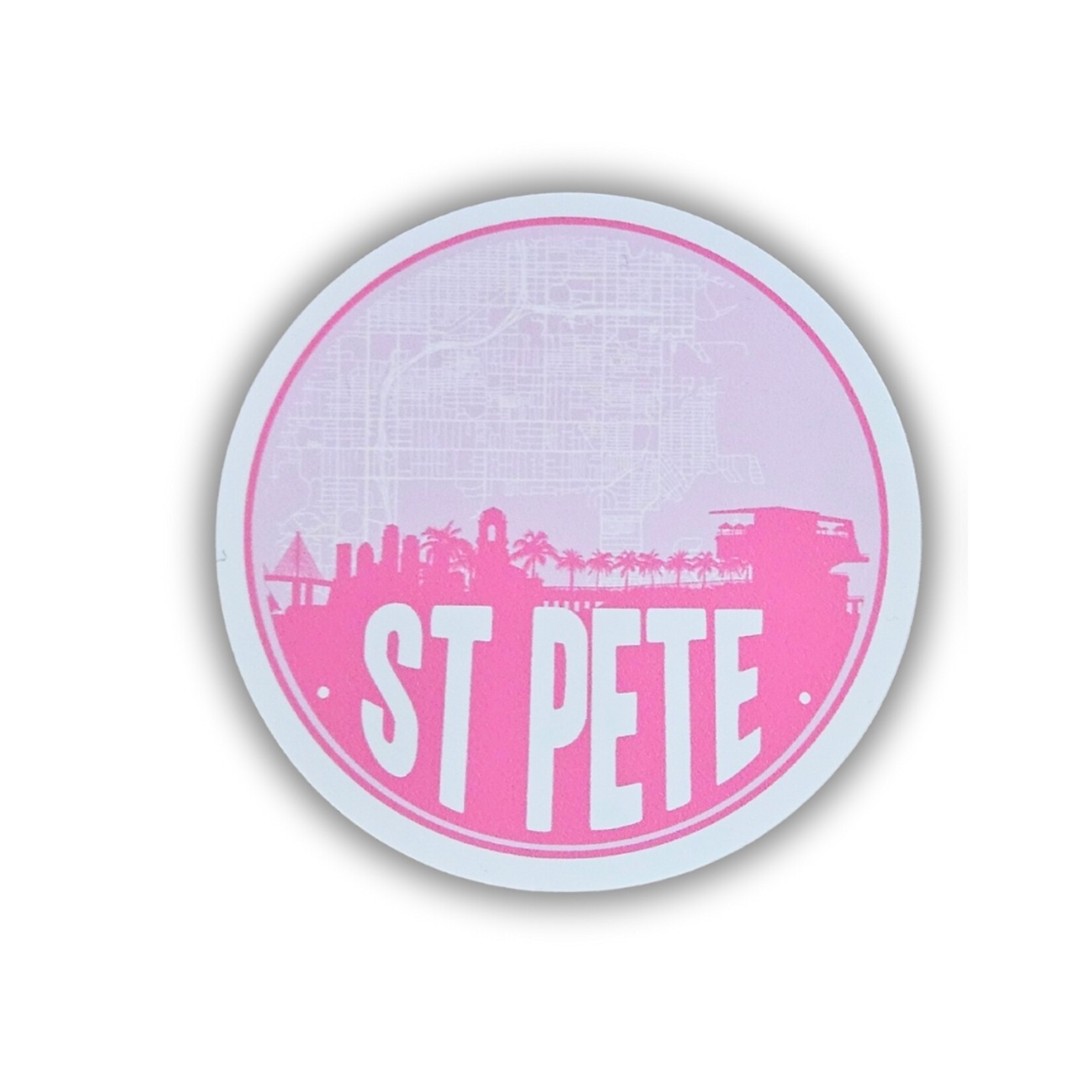 St. Pete FL Map Pink Sticker (3.5")
