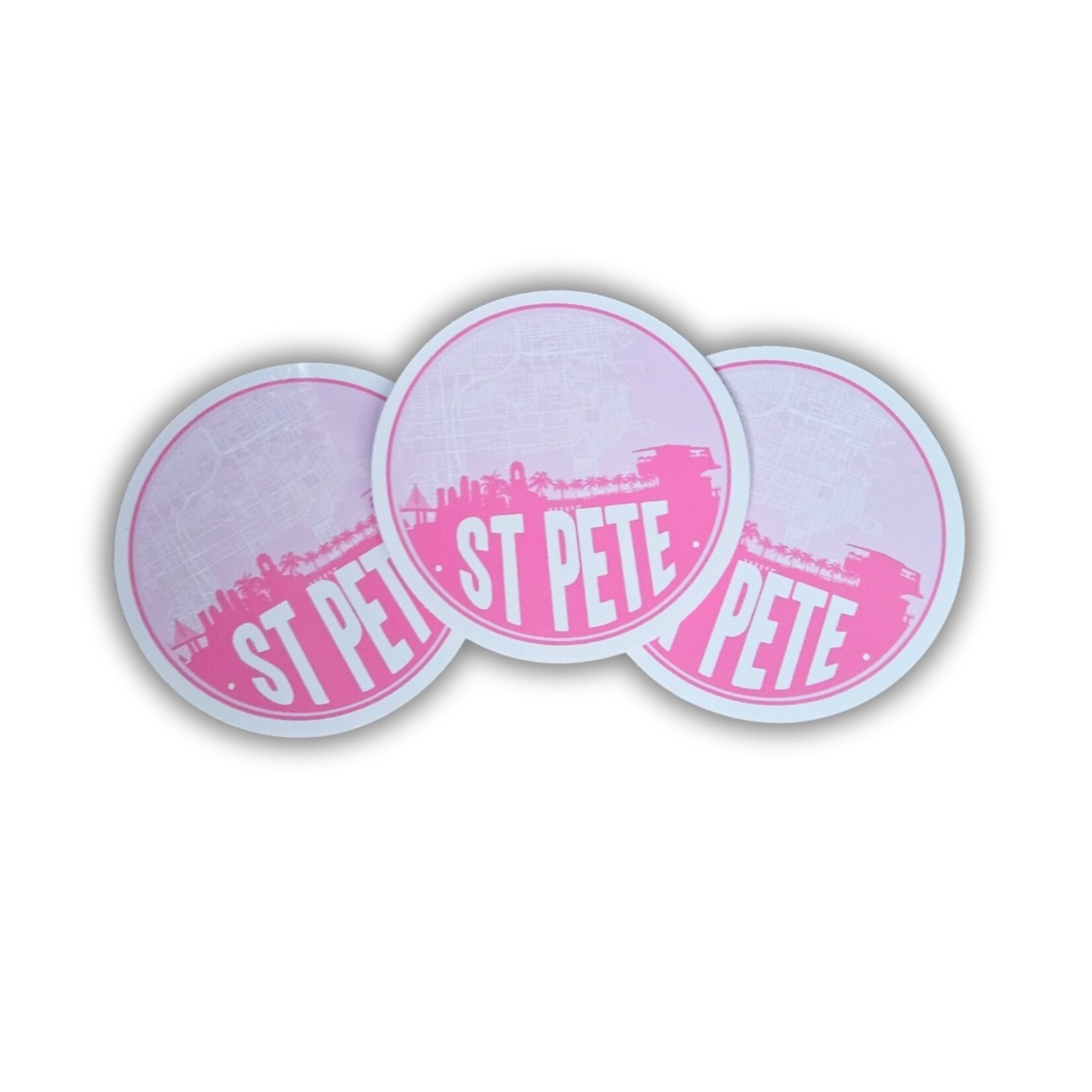 St. Pete FL Map Pink Sticker (3.5")