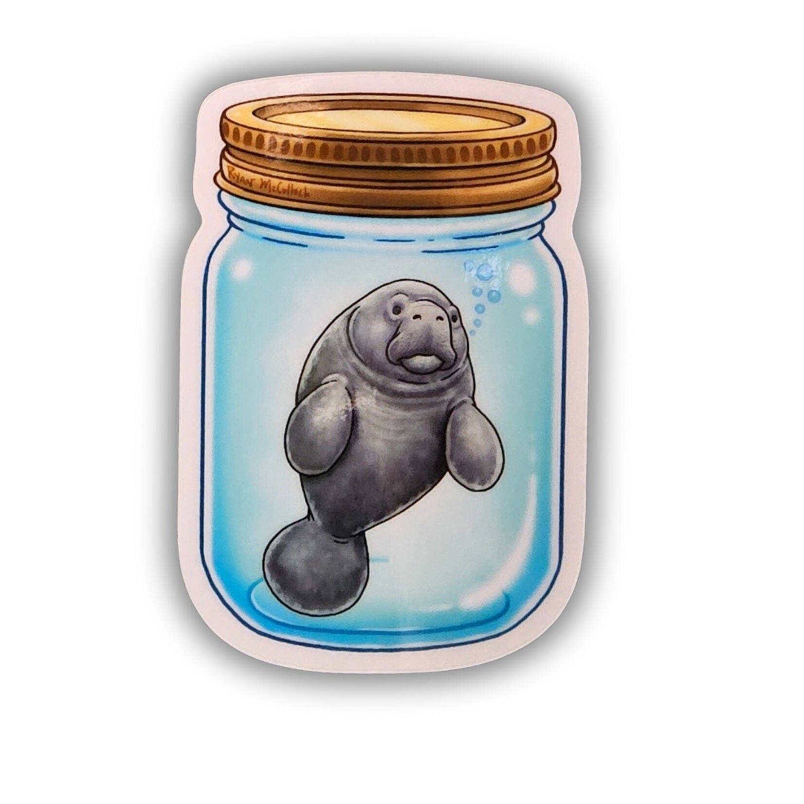 Manatee in a Jar Clear Sticker (2" x 3")