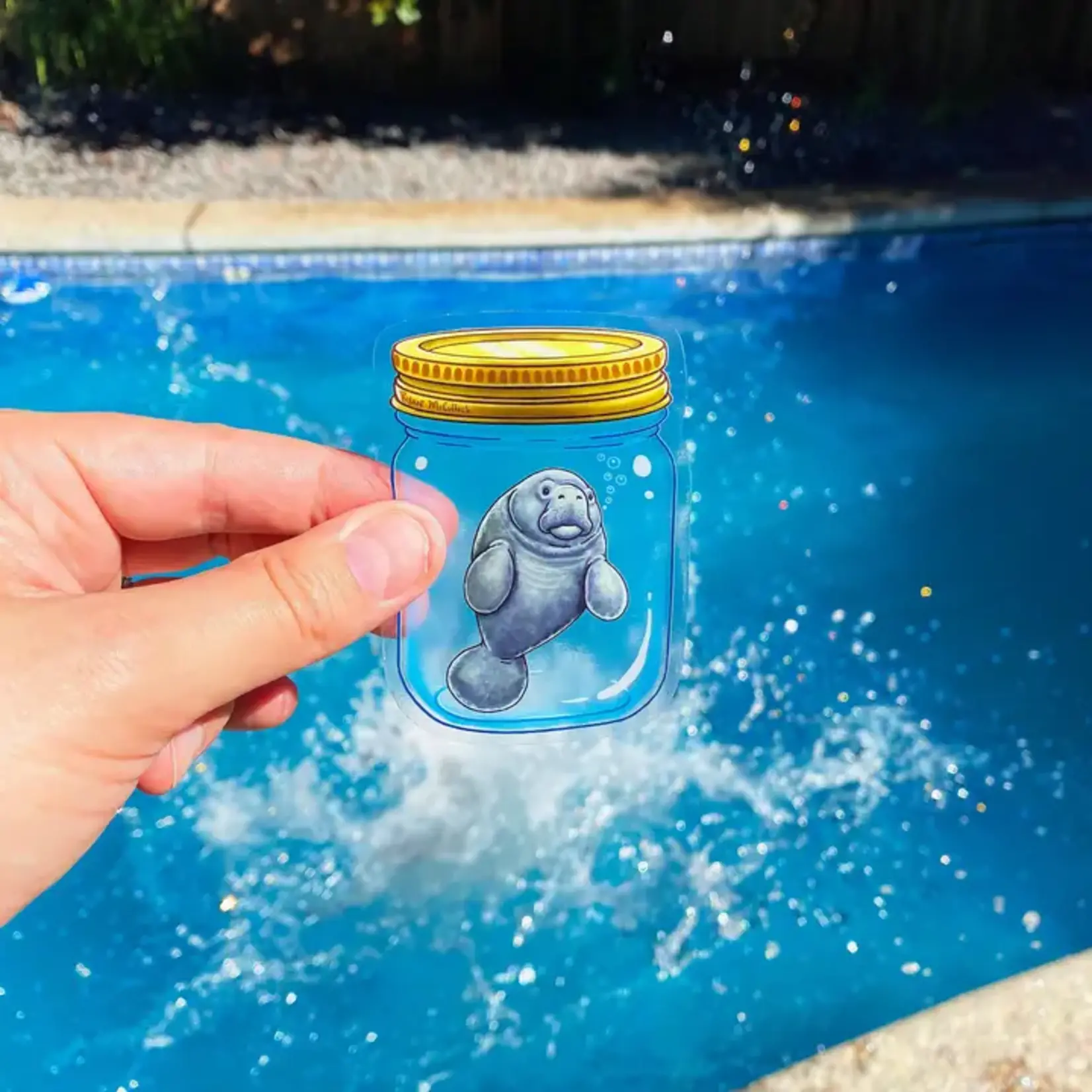 Manatee in a Jar Clear Sticker (2" x 3")