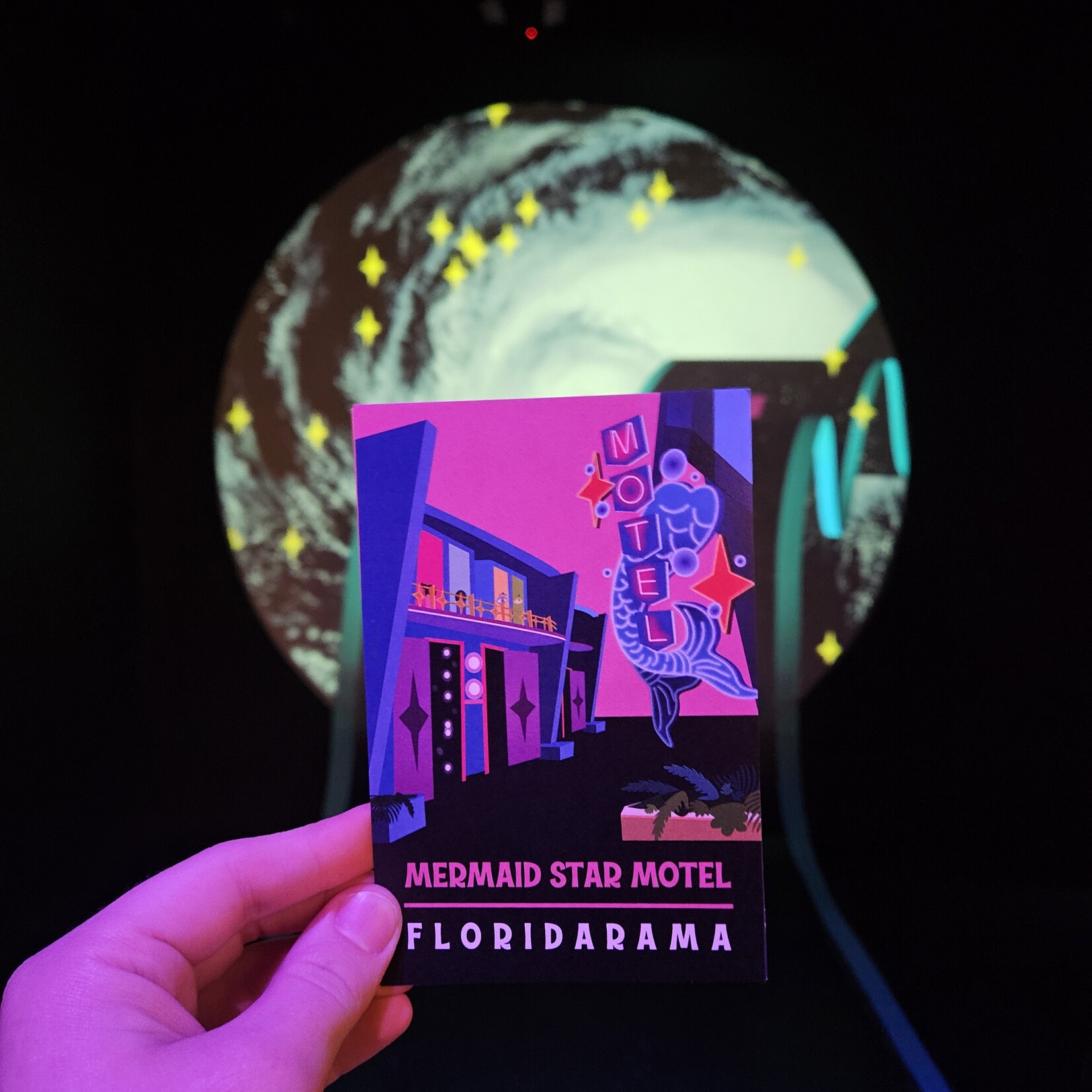 FloridaRAMA FloridaRAMA "Retro Mermaid Star Motel" Pink Post Art