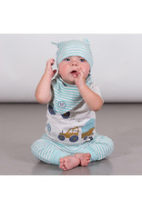 Deux Par Deux Printed Hat And Bib Set Organic Cotton - Stripe