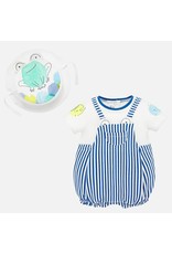 Mayoral Striped Dungaree and Hat Onesie