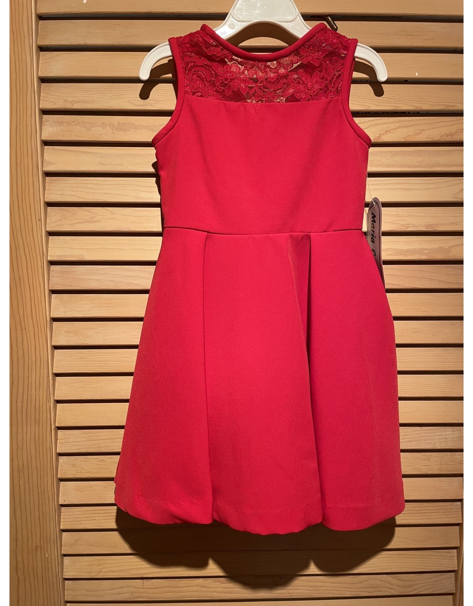 Casero Red Dress with Lace Shoulder Strap