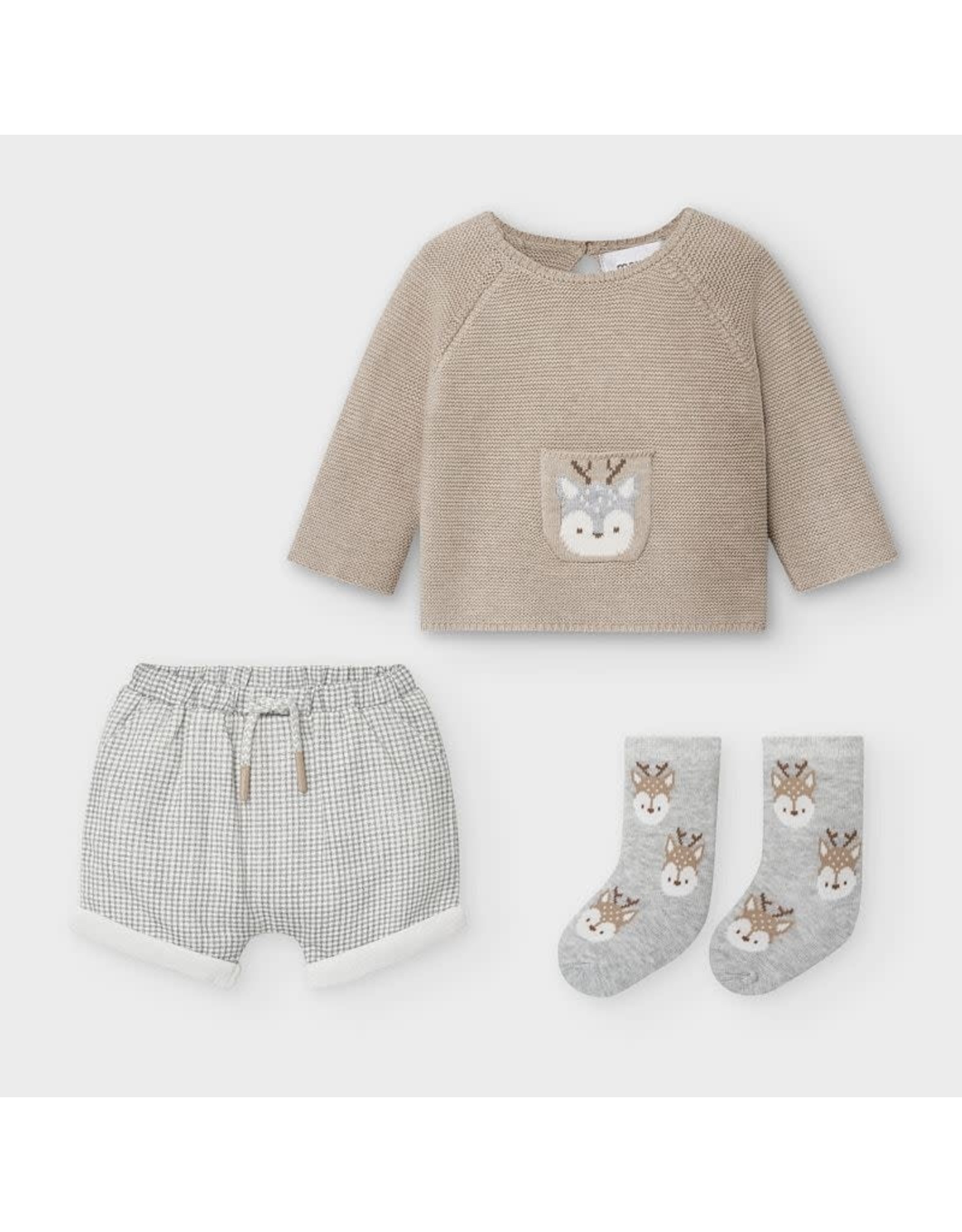 Mayoral Deer Shorts/Sweater/Sock Set