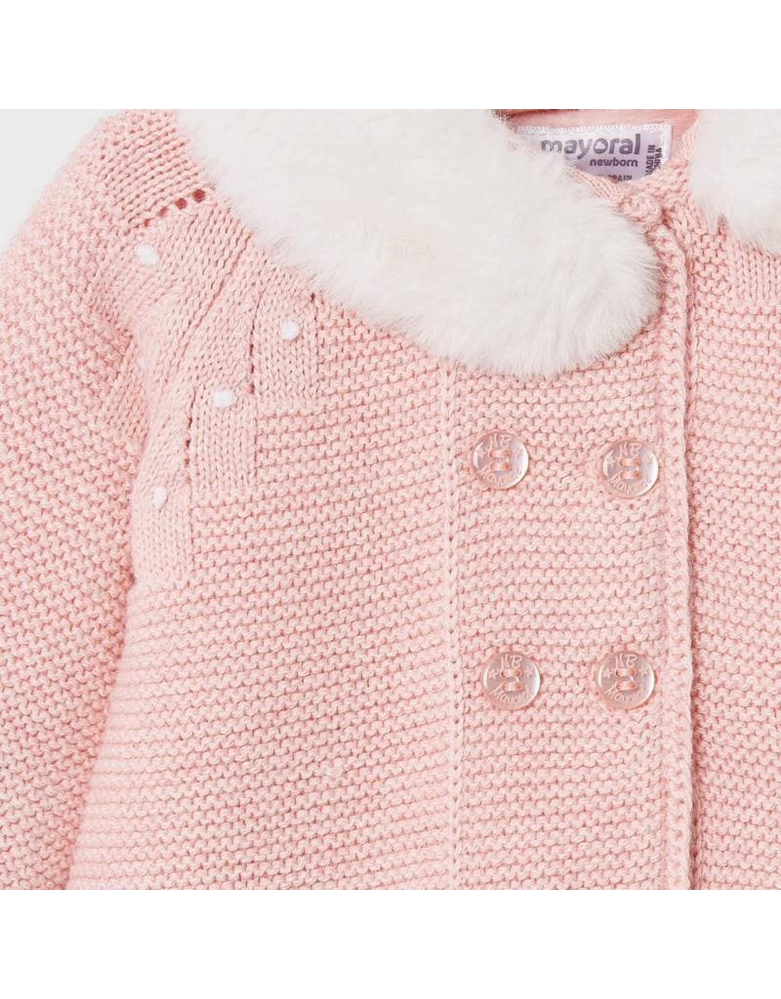 Mayoral Knit Coat and Bonnet in Blush