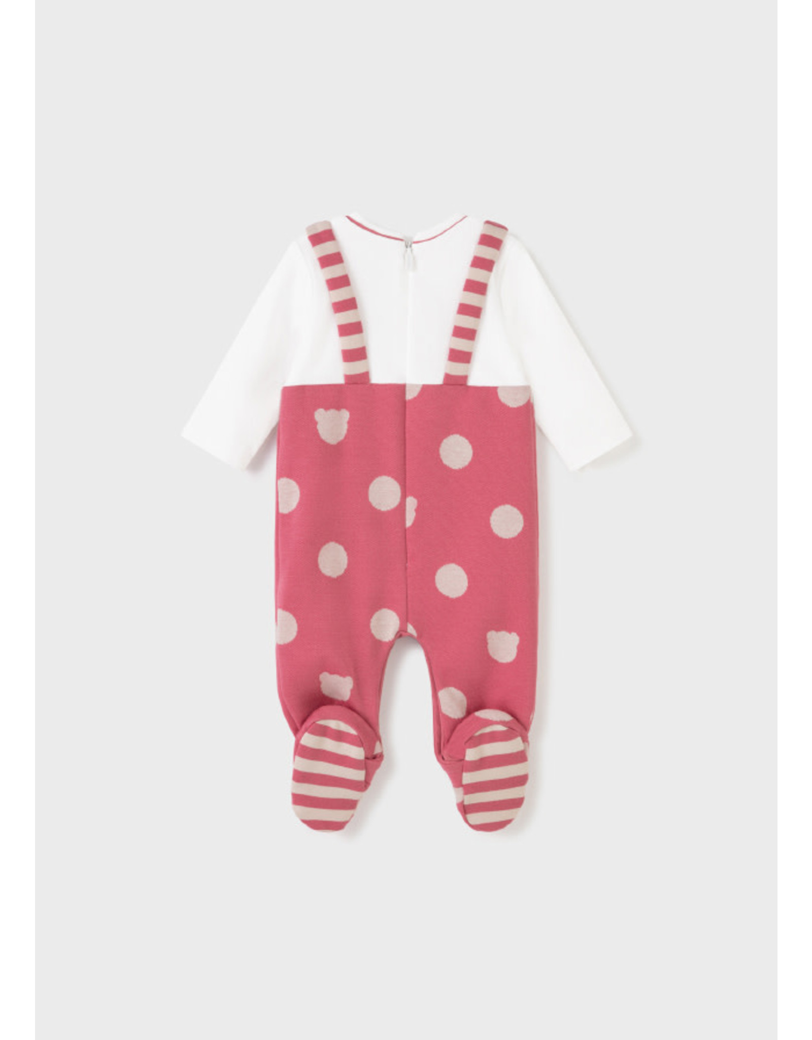 Mayoral Cranberry Polka Dot Onesie with Hat