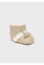 Mayoral Beige Faux Fur Boots w/Bow