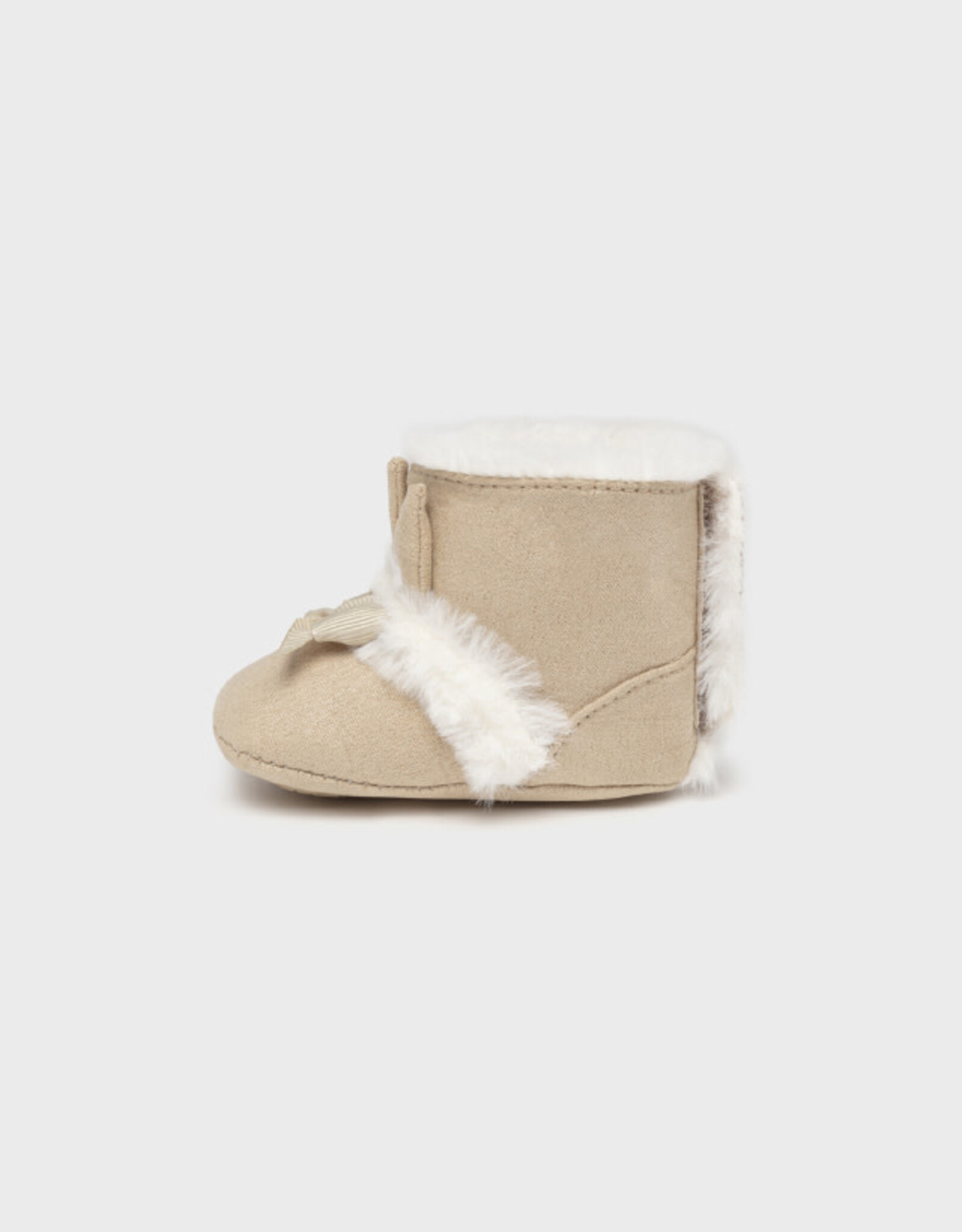 Mayoral Beige Faux Fur Boots w/Bow