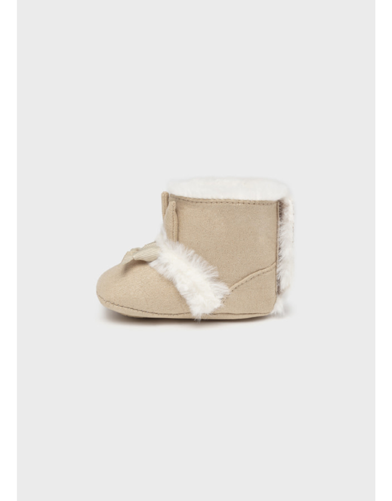 Mayoral Beige Faux Fur Boots w/Bow