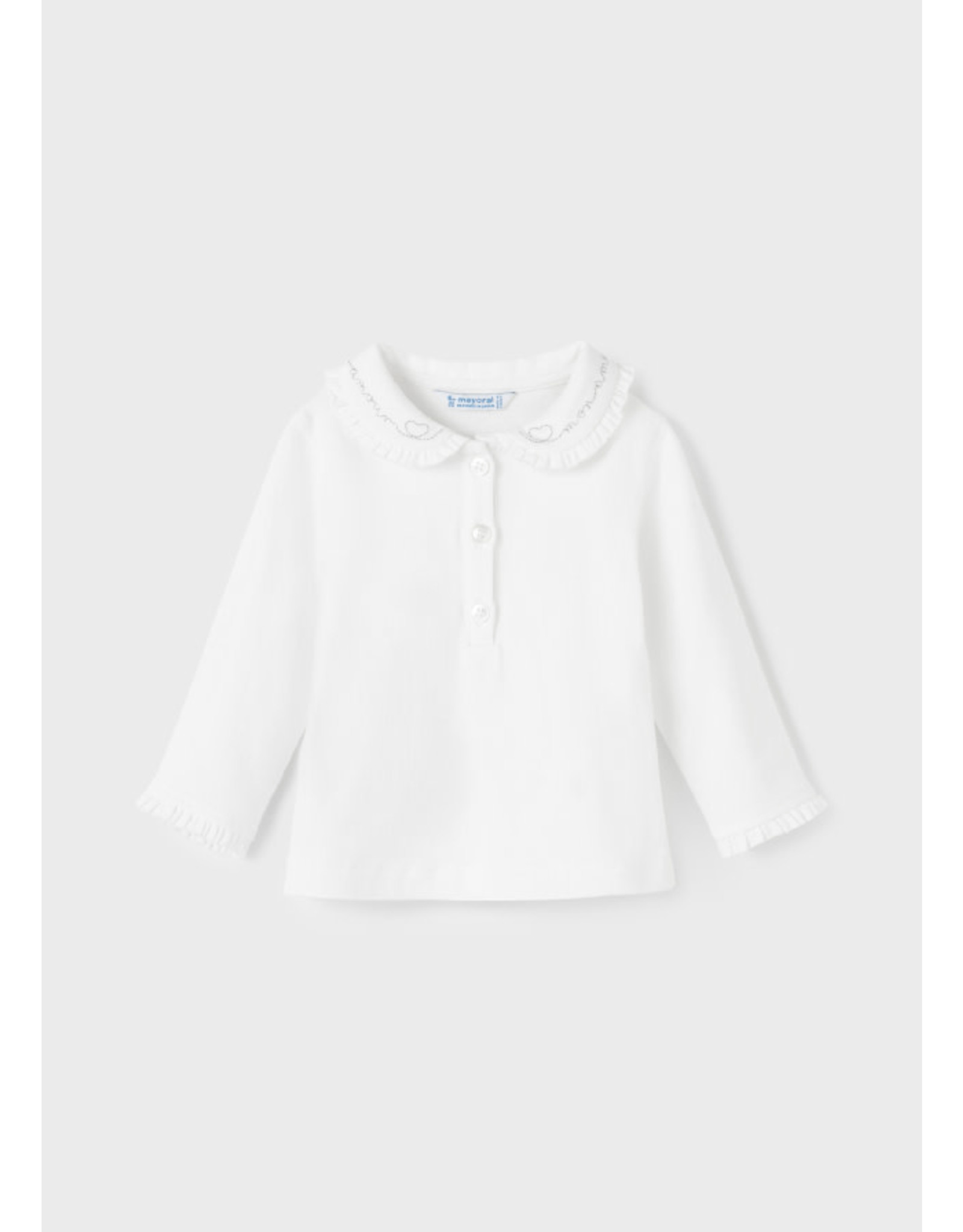 Mayoral Girls Long Sleeve Polo w/Ruffle Collar - 6 month