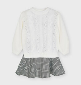 Mayoral Girls White/Grey Sweater/Dress Set