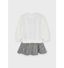 Mayoral Girls White/Grey Sweater/Dress Set