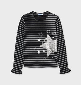 Mayoral Tween Black Stripes Star T-Shirt