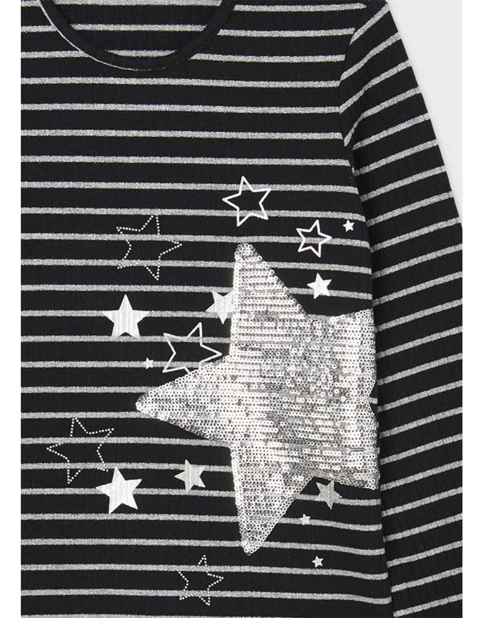 Mayoral Tween Black Stripes Star T-Shirt