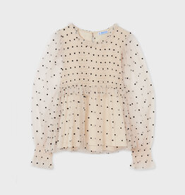 Mayoral Cream Polka Dot Tulle Blouse