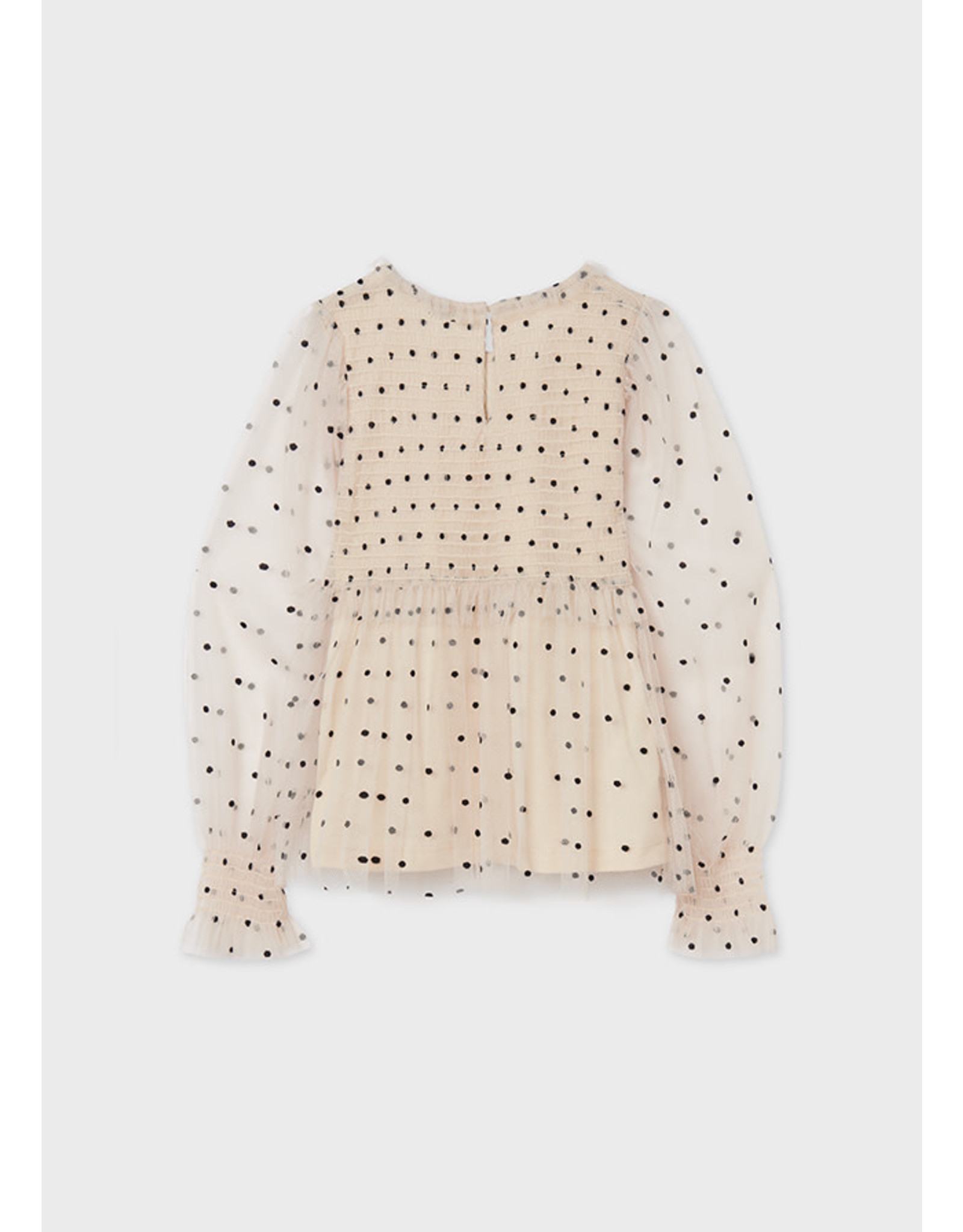 Mayoral Cream Polka Dot Tulle Blouse