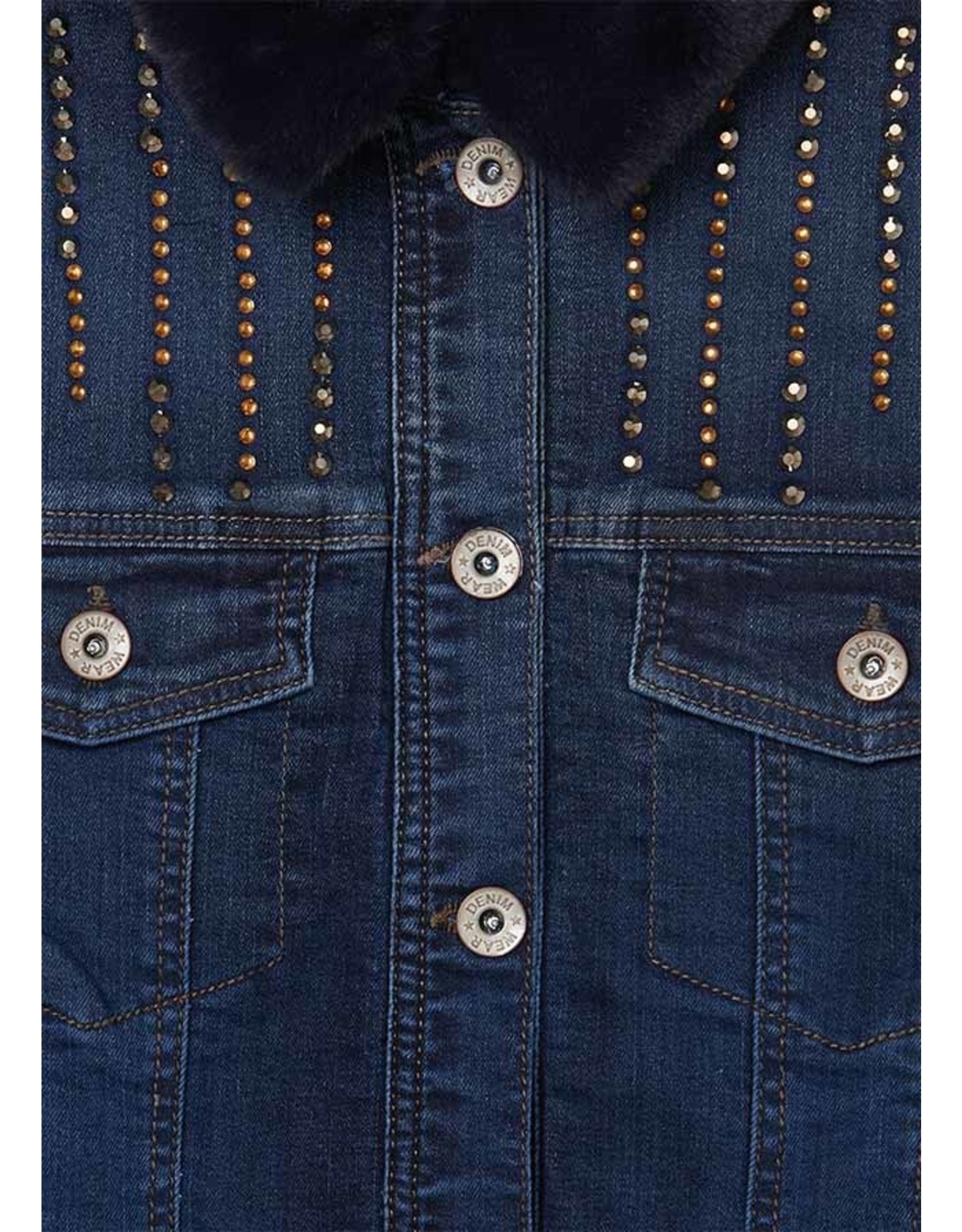 Mayoral Dark Jean Jacket with Faux Fur Collar