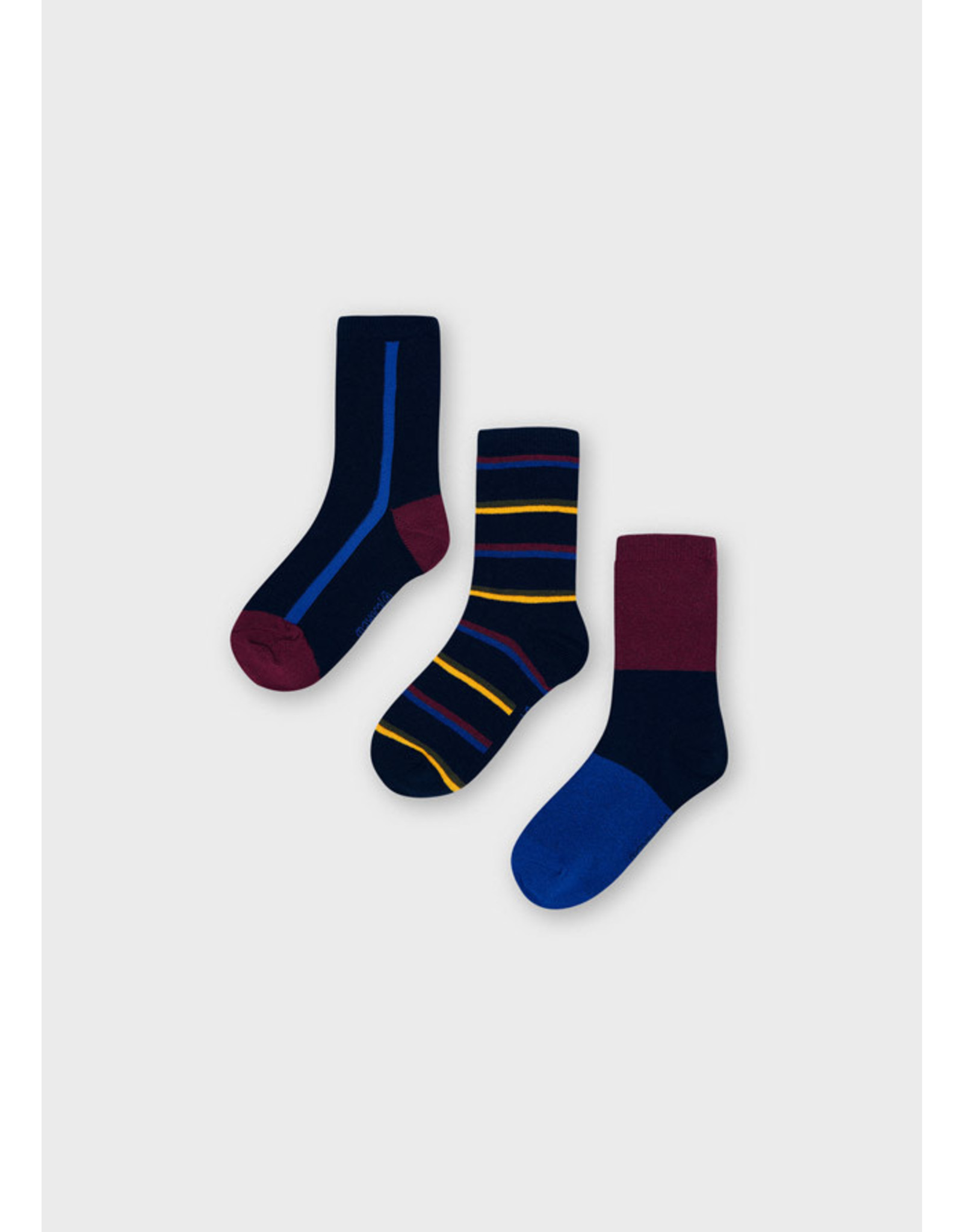 Mayoral Maroon Striped Socks Set (2 pairs)