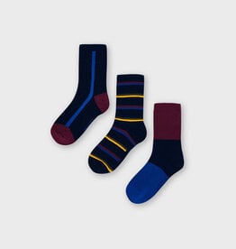 Mayoral Maroon Striped Socks Set (2 pairs)