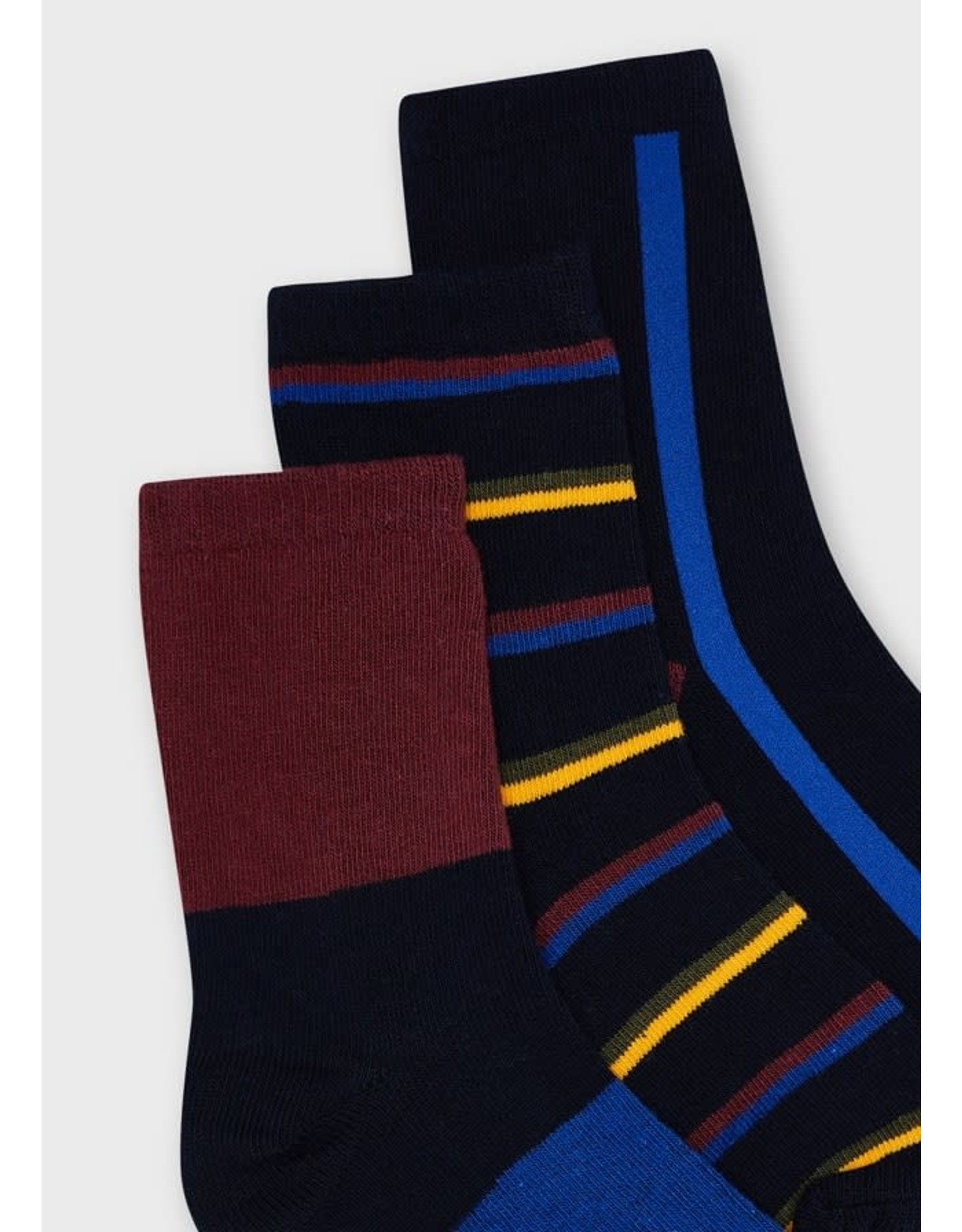 Mayoral Maroon Striped Socks Set (2 pairs)