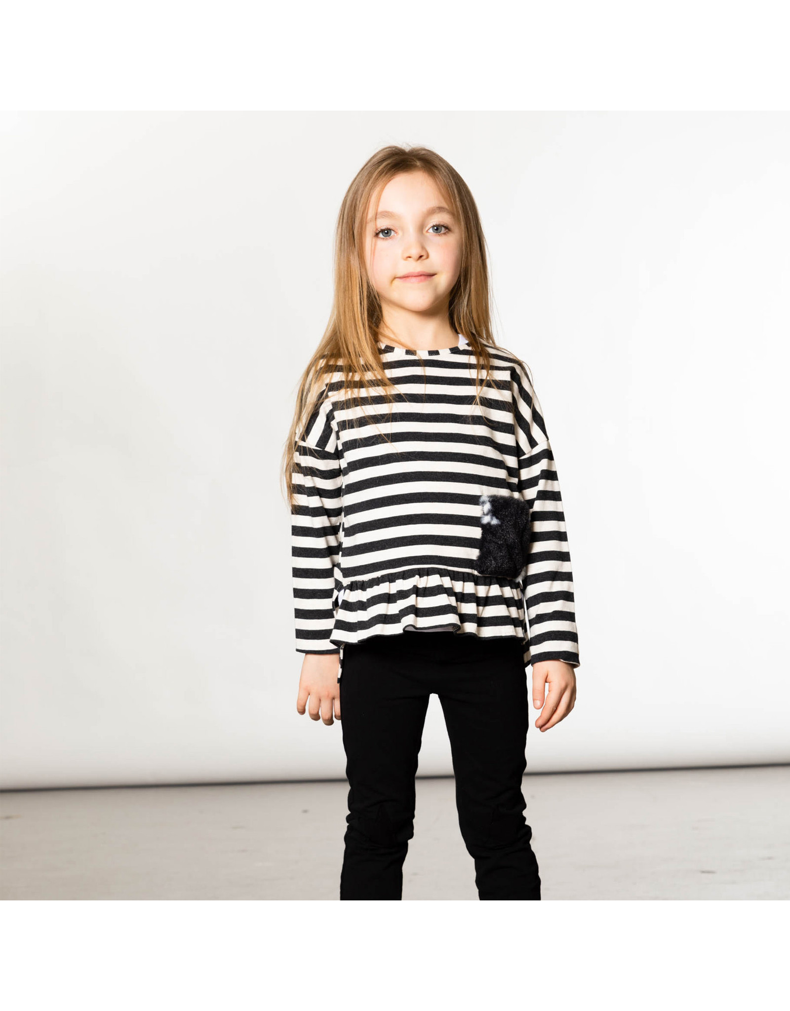 Deux Par Deux Stripe Jersey Top - Black/White