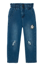 Deux Par Deux Navy Denim Paper Bag Pant