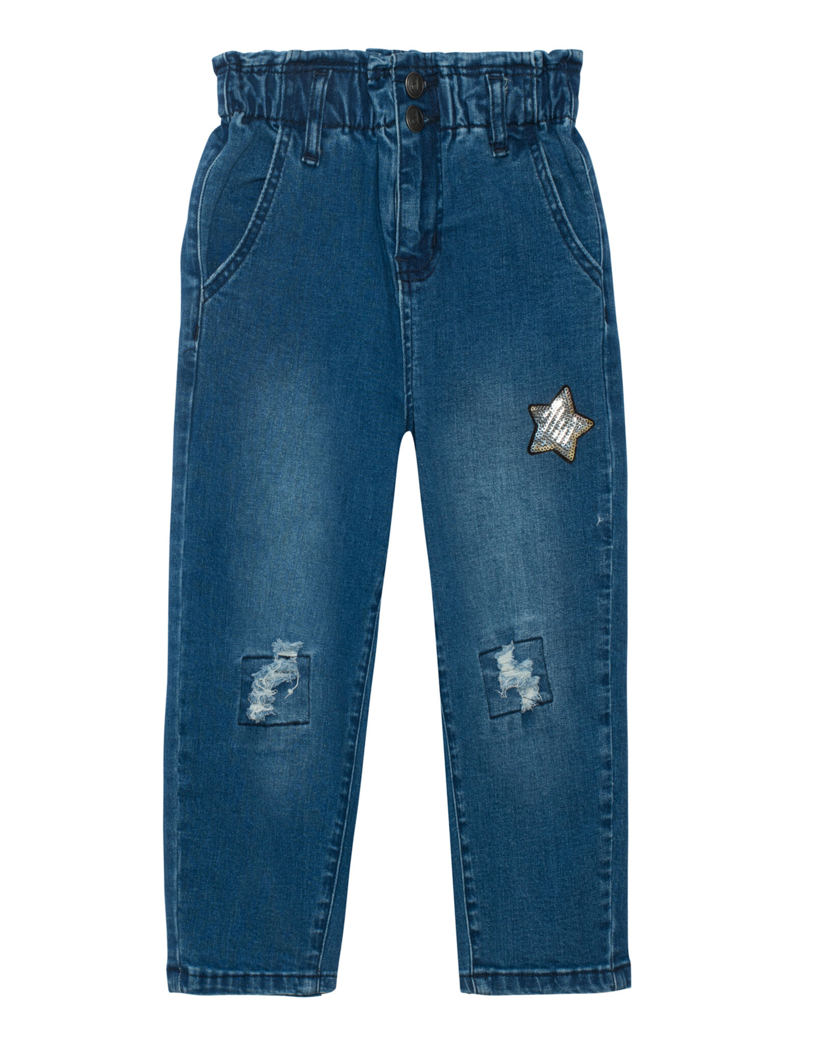 Deux Par Deux Navy Denim Paper Bag Pant