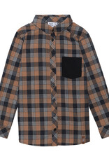 Deux Par Deux Plaid Navy Shirt with Pocket