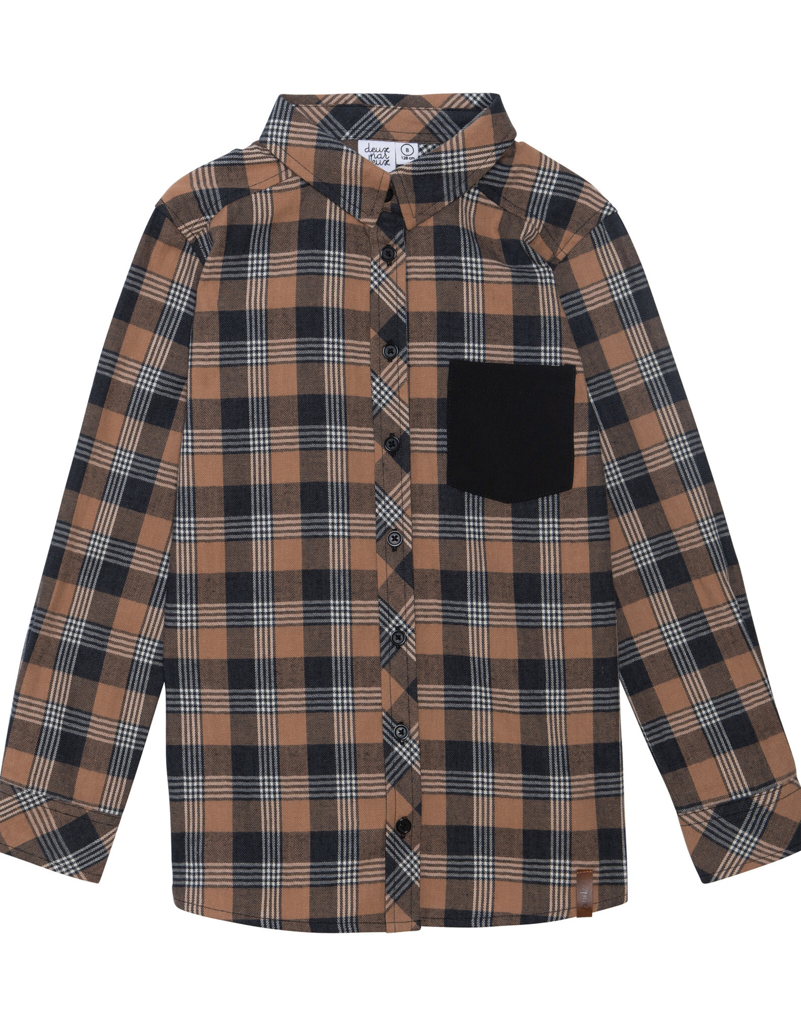 Deux Par Deux Plaid Navy Shirt with Pocket