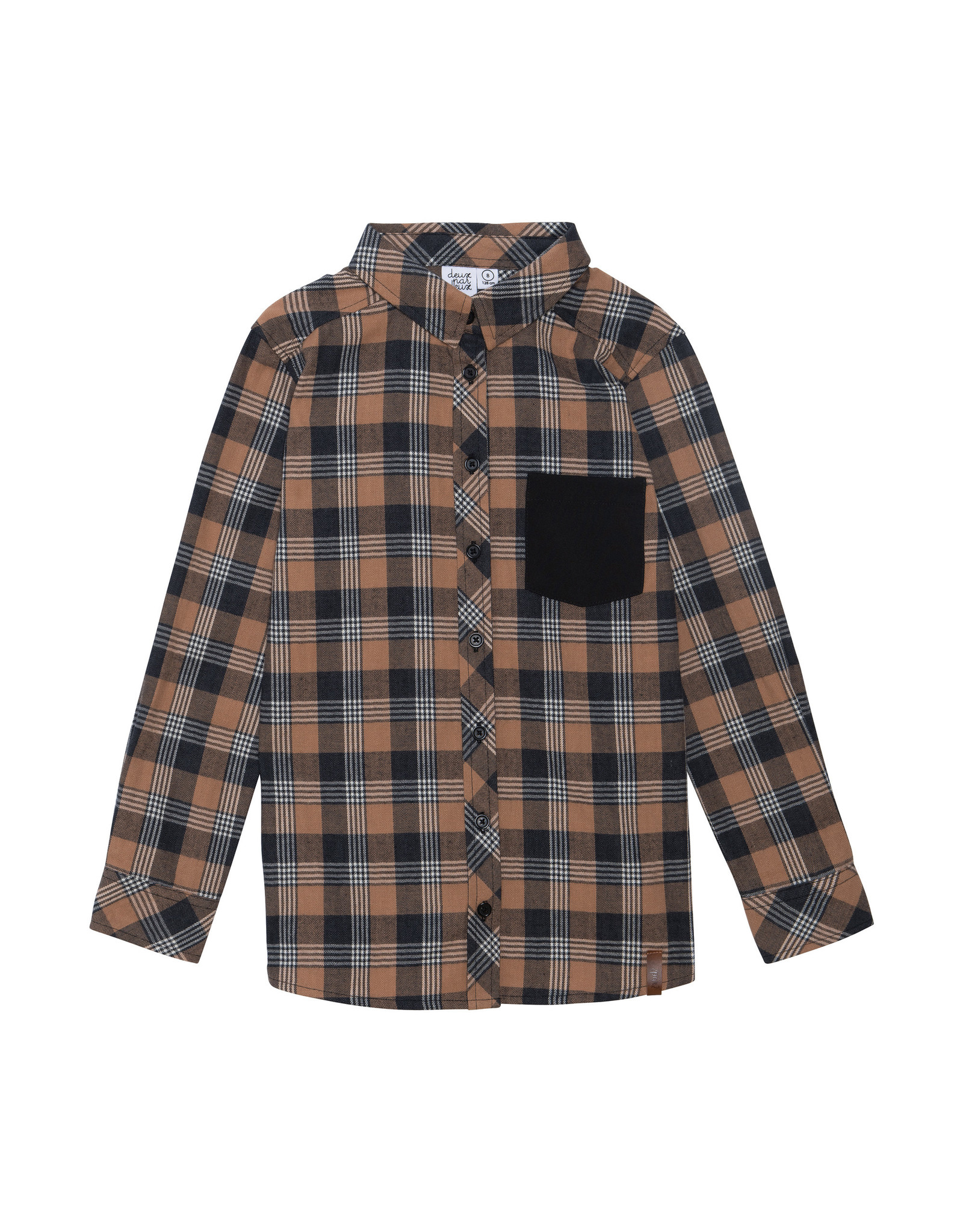 Deux Par Deux Plaid Navy Shirt with Pocket