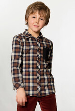 Deux Par Deux Plaid Navy Shirt with Pocket