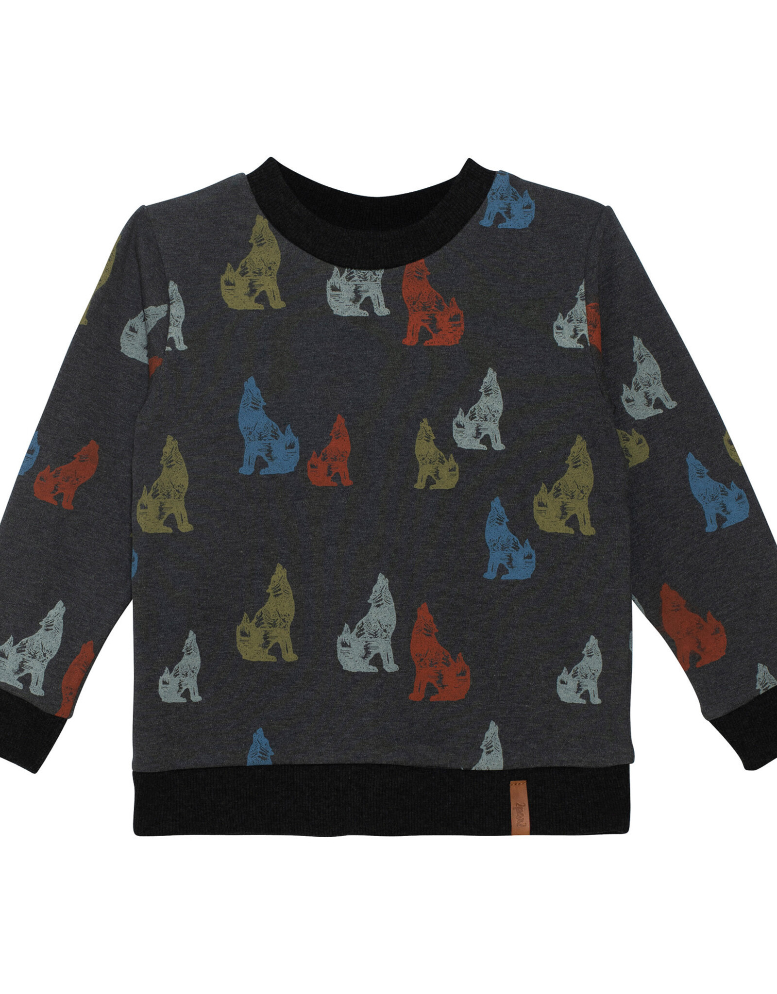 Deux Par Deux Charcoal Howling Wolf Fleece
