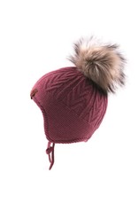 Noruk Pink Knit Hat with Fur Pom