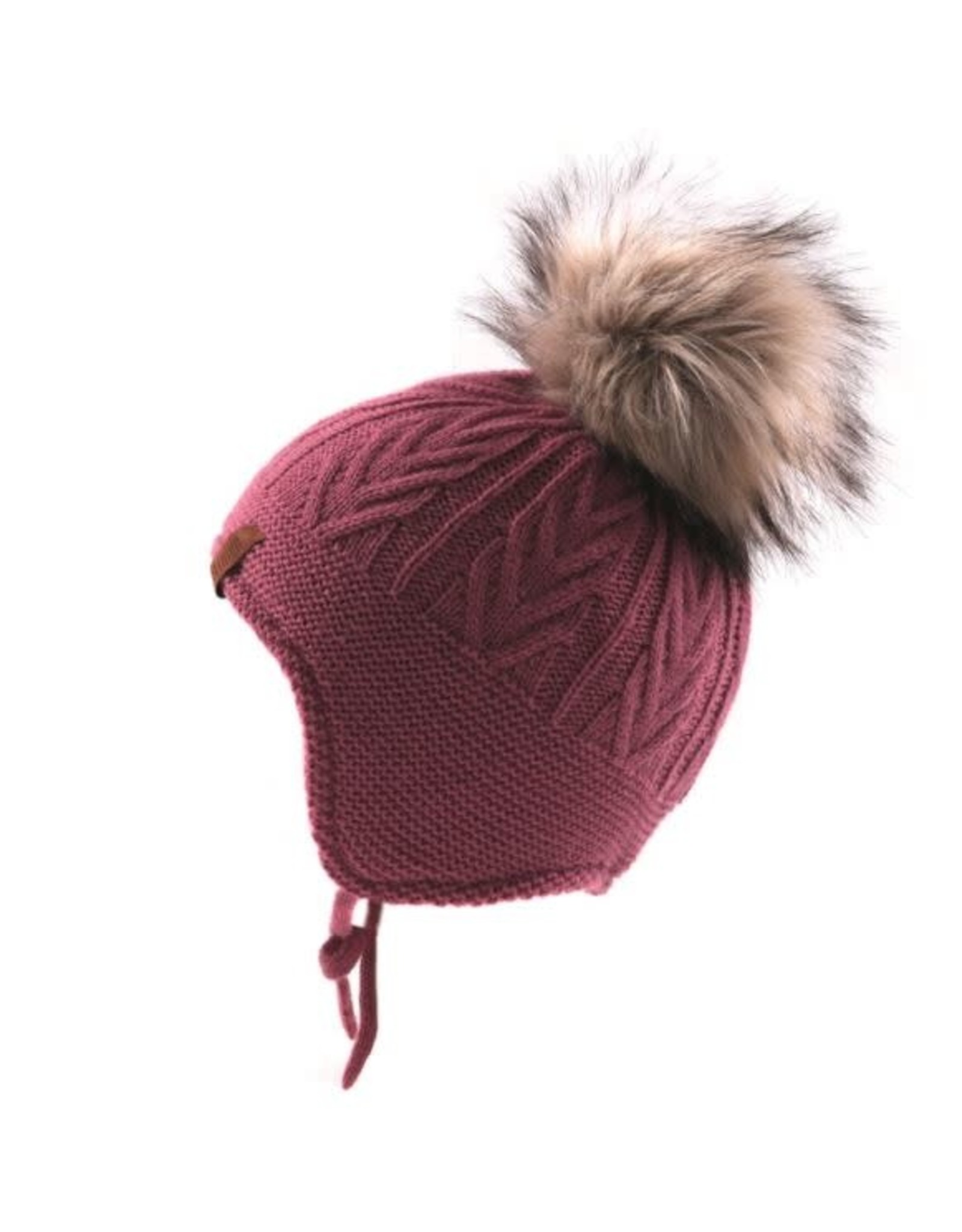 Noruk Pink Knit Hat with Fur Pom