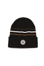 Noruk Black Knit Hat w/Stripes