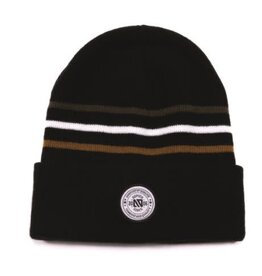 Noruk Black Knit Hat w/Stripes