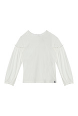 Deux Par Deux White Jersey Blouse w/Frill