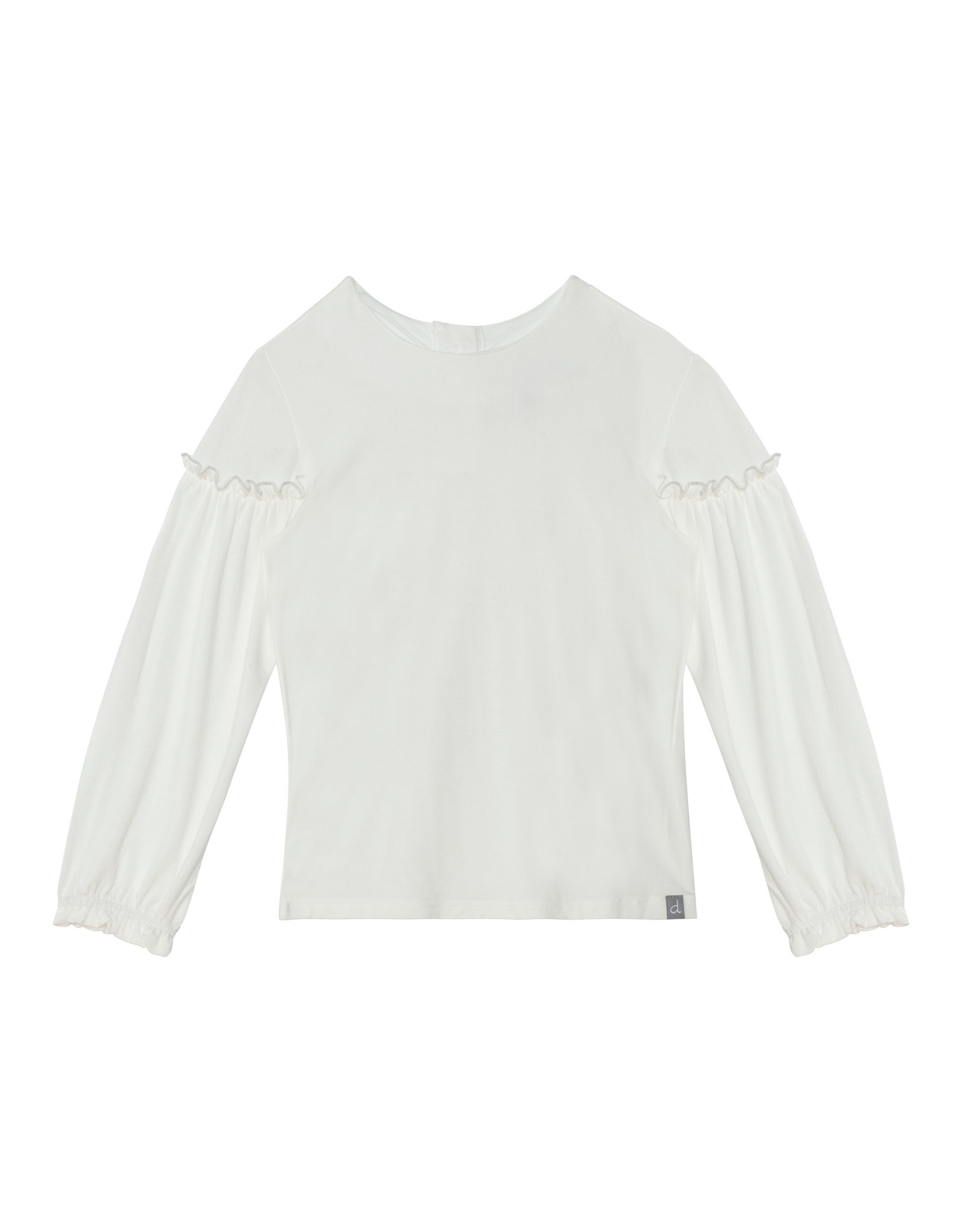 Deux Par Deux White Jersey Blouse w/Frill