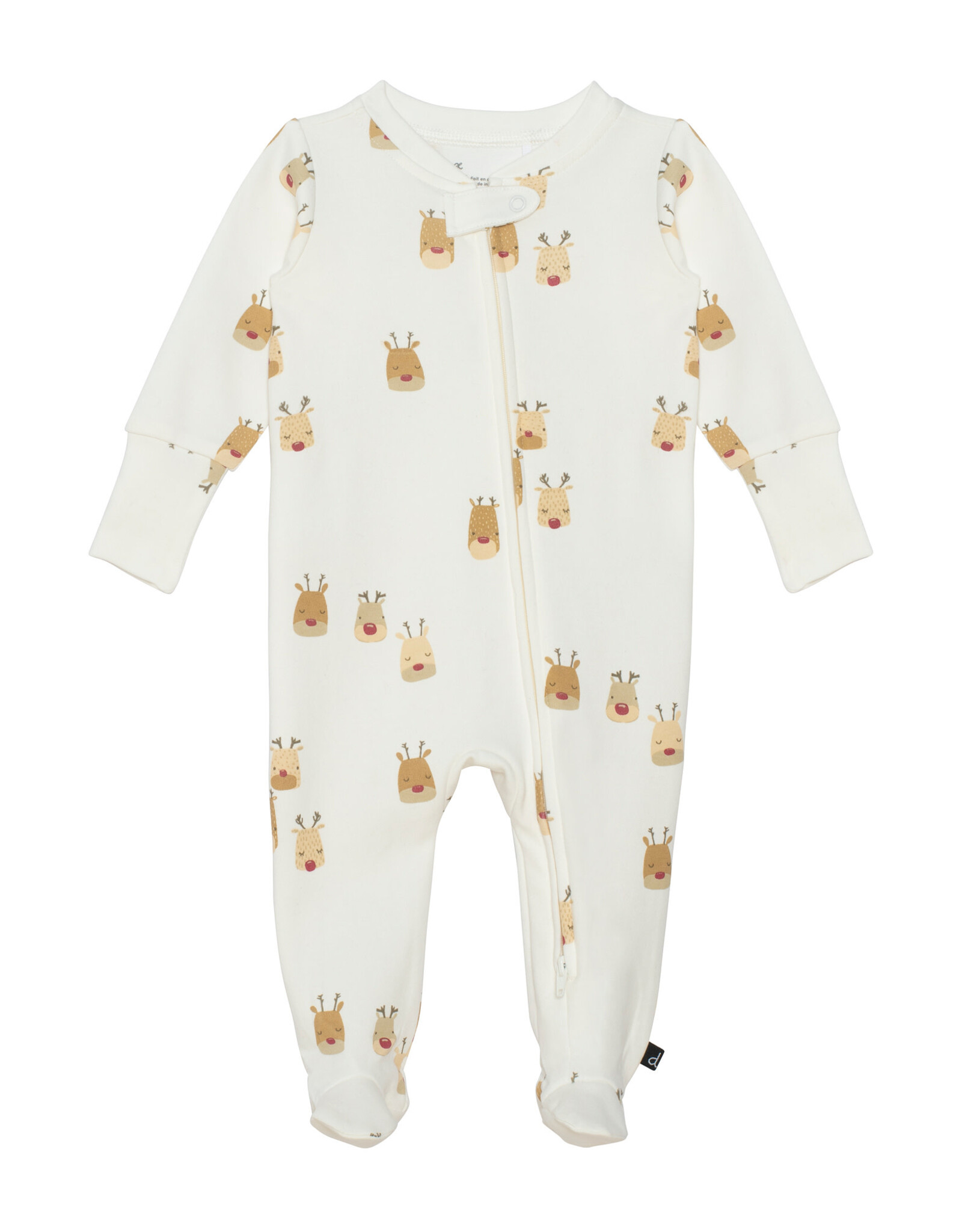 Deux Par Deux Reindeer Print Footed Pajama