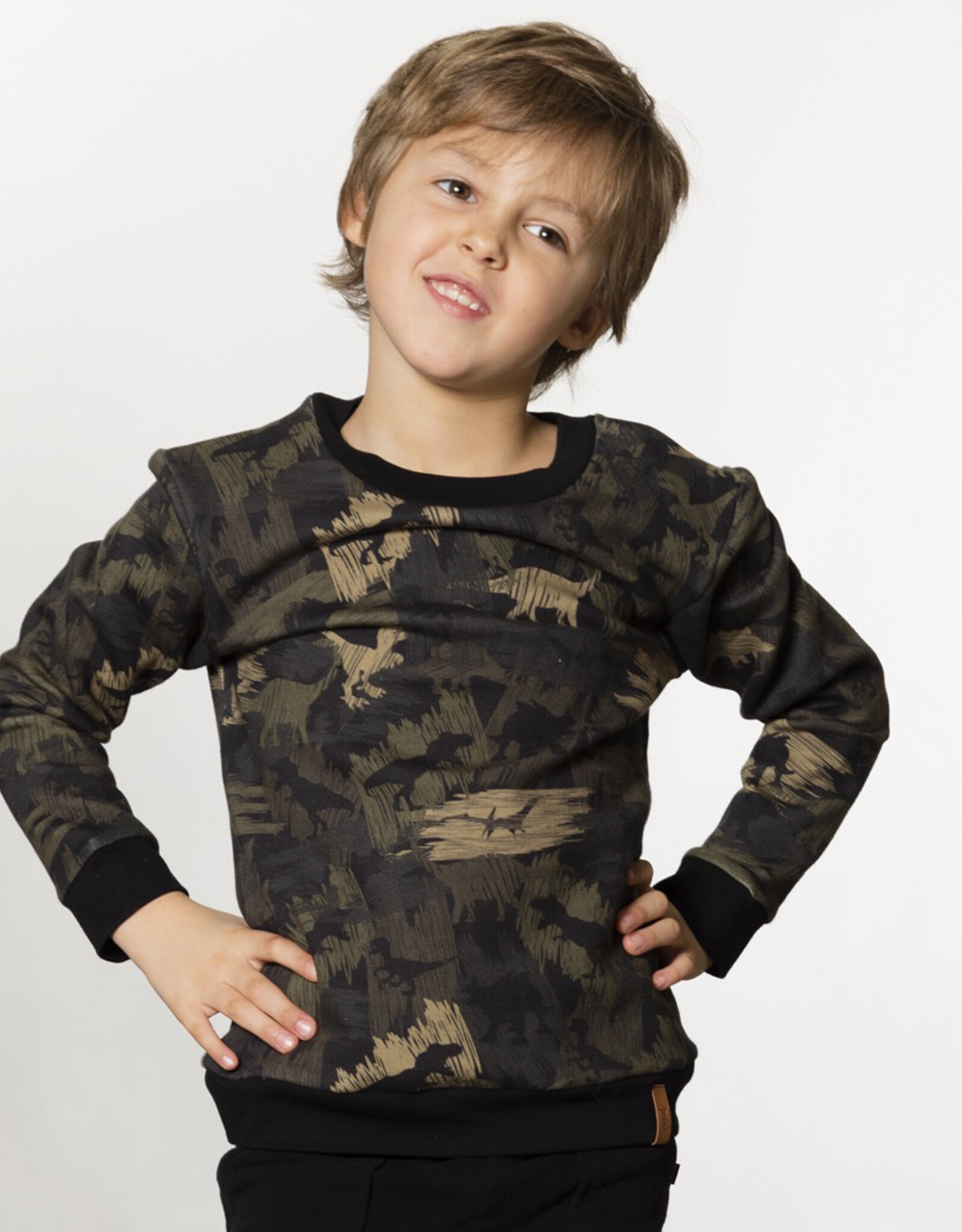 Deux Par Deux Anthracite Dinosaur Fleece