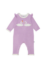 Deux Par Deux Violet Tulle Swan Knit Romper