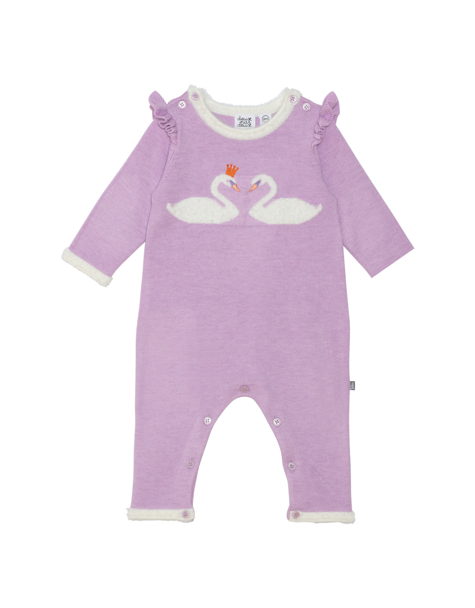 Deux Par Deux Violet Tulle Swan Knit Romper